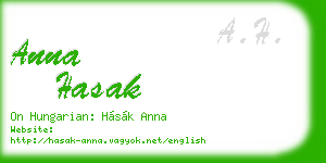 anna hasak business card